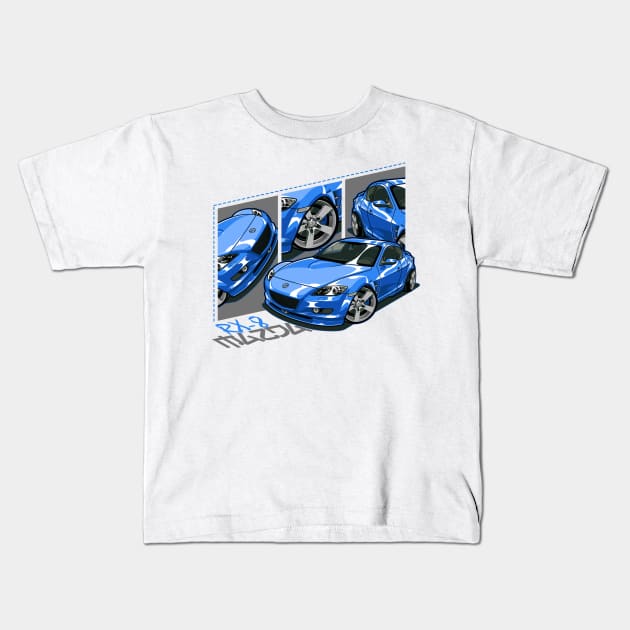 Mazda RX8, JDM Car Kids T-Shirt by T-JD